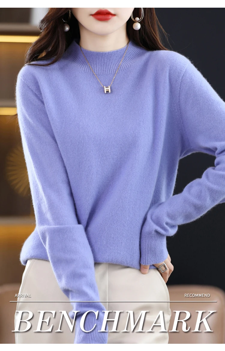 100% Merino Wool Cashmere Sweater Women Knitted Sweater Turtleneck Long Sleeve Pullovers Autumn Winter Clothing Warm Jumper Tops