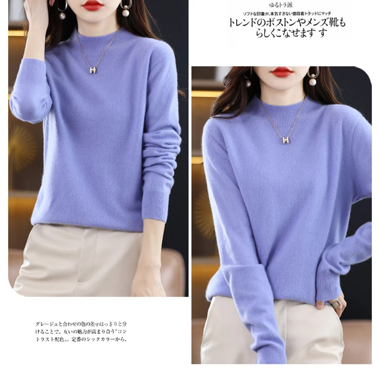 100% Merino Wool Cashmere Sweater Women Knitted Sweater Turtleneck Long Sleeve Pullovers Autumn Winter Clothing Warm Jumper Tops