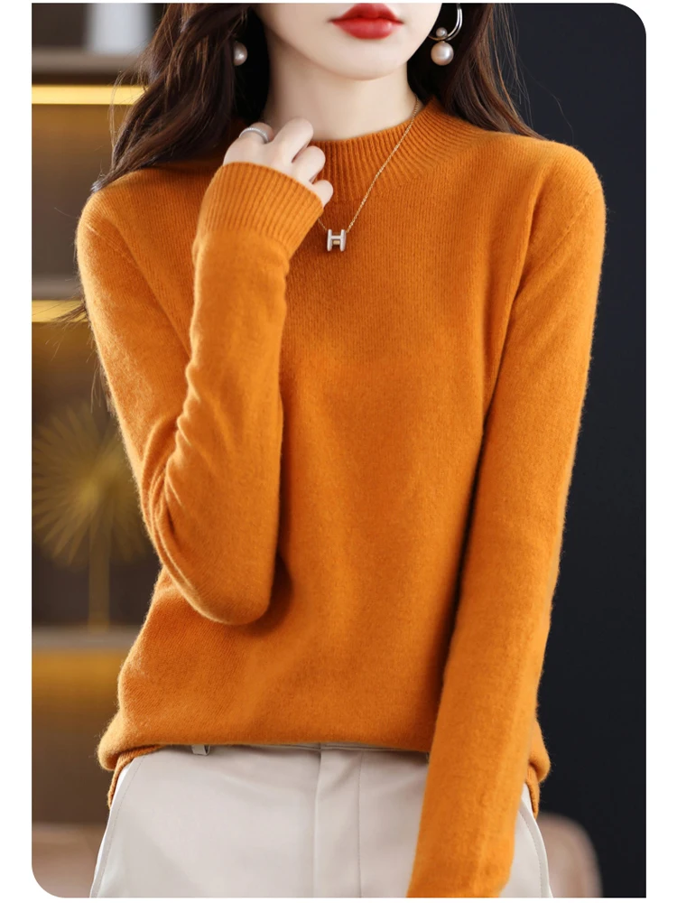 100% Merino Wool Cashmere Sweater Women Knitted Sweater Turtleneck Long Sleeve Pullovers Autumn Winter Clothing Warm Jumper Tops