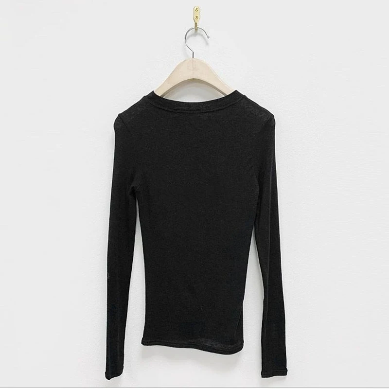 Basic Cotton Summer T Shirt Women Long Sleeves Tee Shirt High Elasticity Breathable Sexy Thin T-shirt see through Female Top